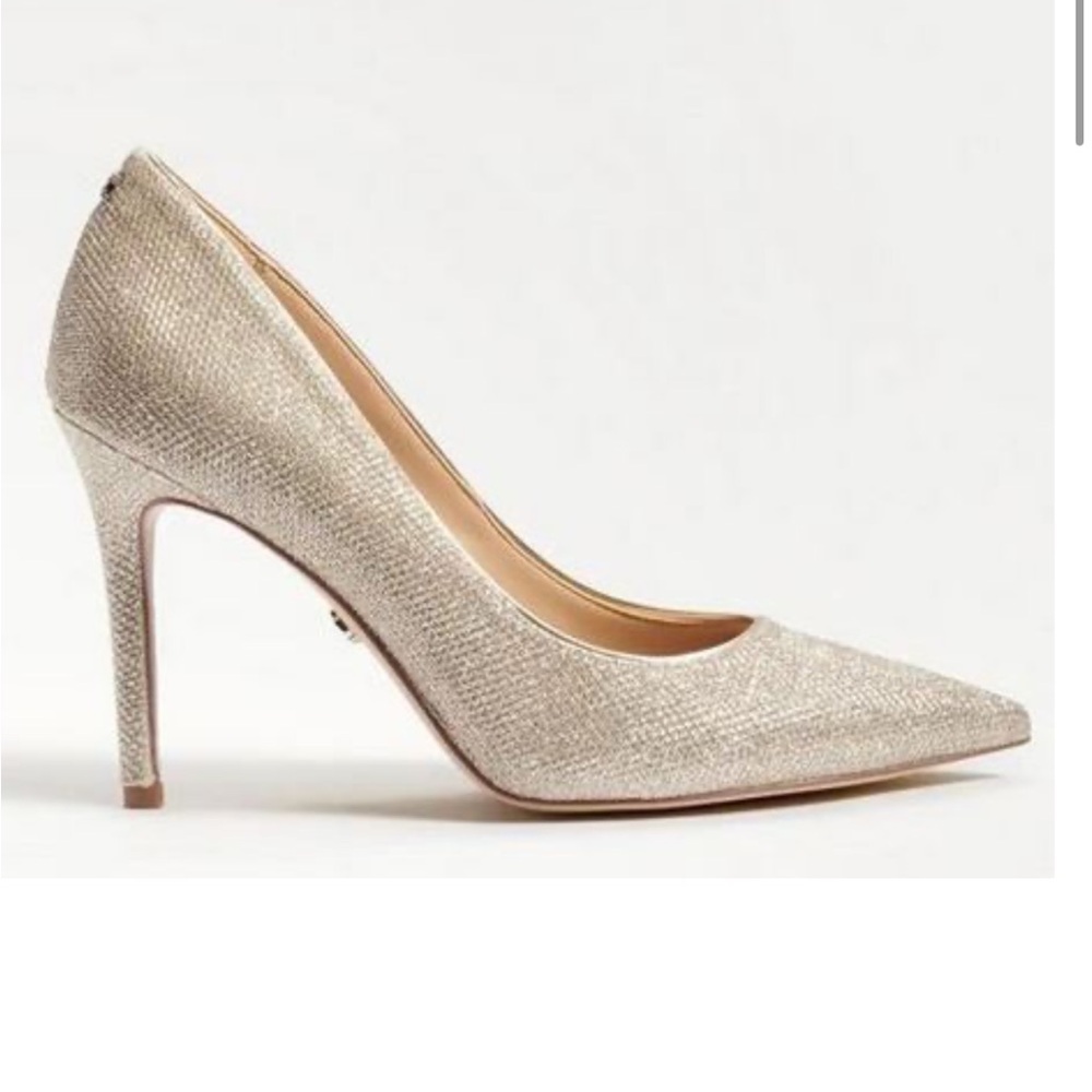 Sam Edelman Hazel pump in natural glitter linen 8 1/2